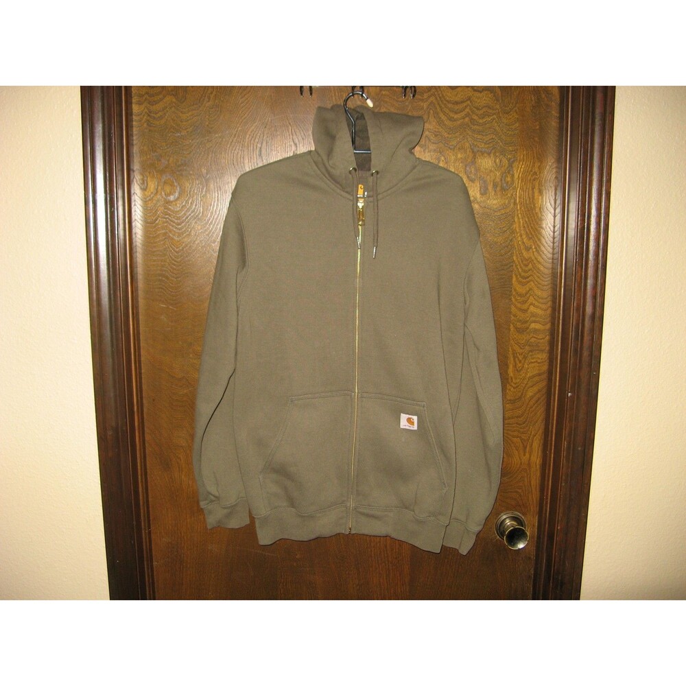 Carhartt Full Zip Hooded Sweatshirt Green Heavyweight Workwear Jacket Mens S